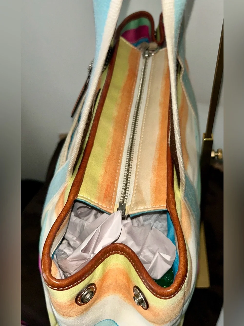 Coach Hamptons Watercolor Paste Stripes Tote.  Released in 2006